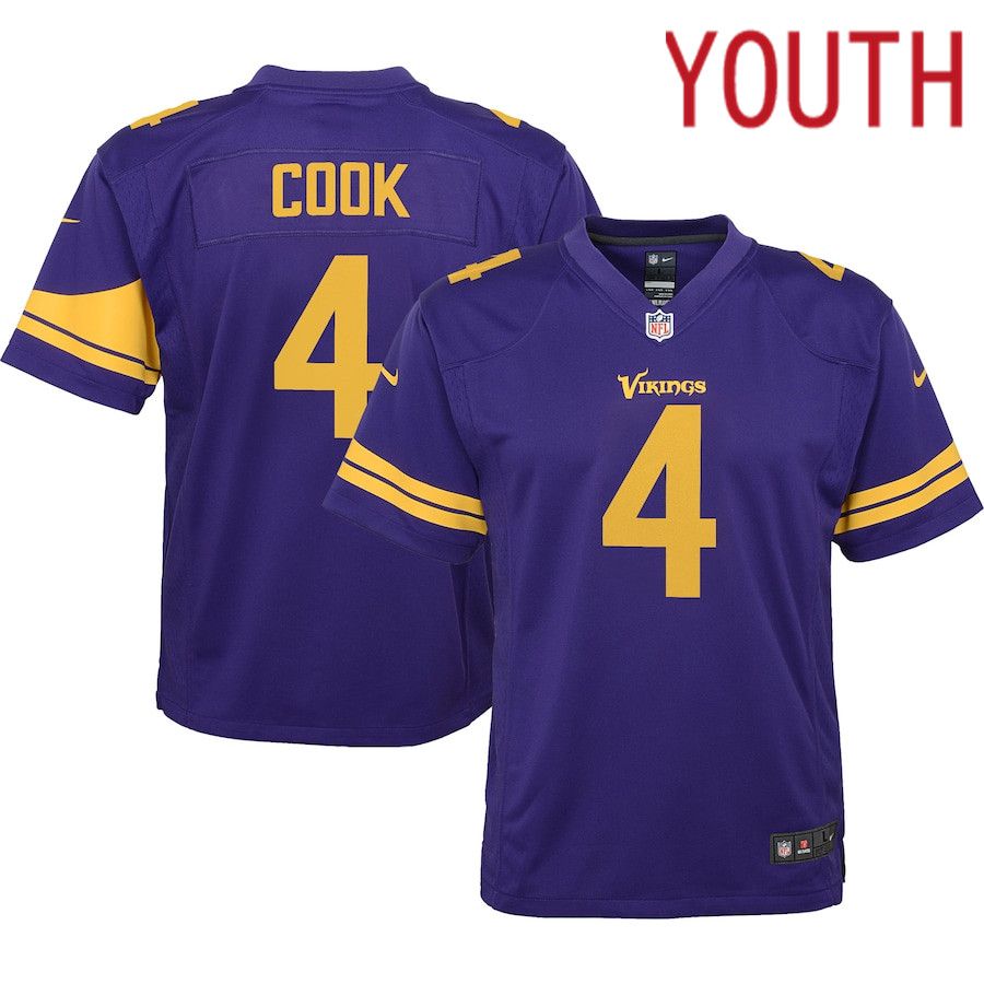 Youth Minnesota Vikings #4 Dalvin Cook Nike Purple Game NFL Jerseys->youth nfl jersey->Youth Jersey